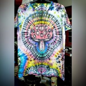 Tie Dye T Shirt FOTL Eversoft size L “Shroom Spiral Dragons Eyes “ unisex
